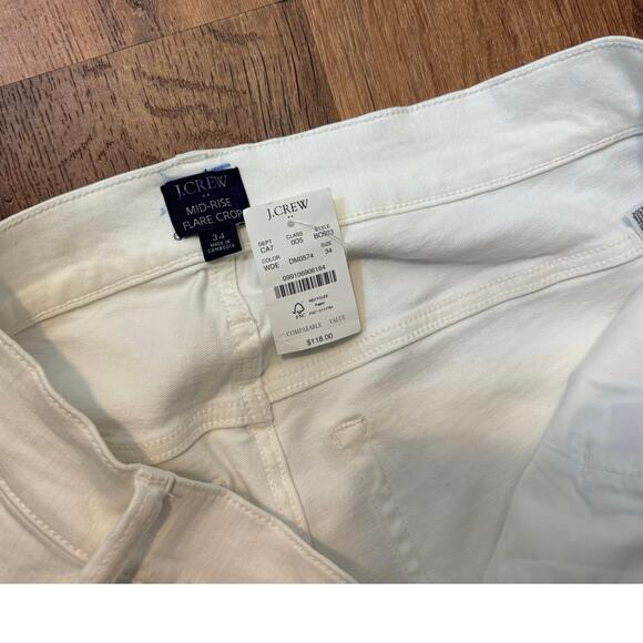 NWT J.Crew Flare Crop White Jean In Signature Stretch Size 34 - Picture 5 of 8